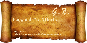 Gugyerás Nikola névjegykártya